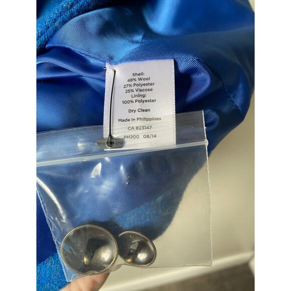 NWT Talbots Blue Wool Blend 2 Crested Button Lined Career Blazer Jacket Sz 12 - Picture 5 of 10